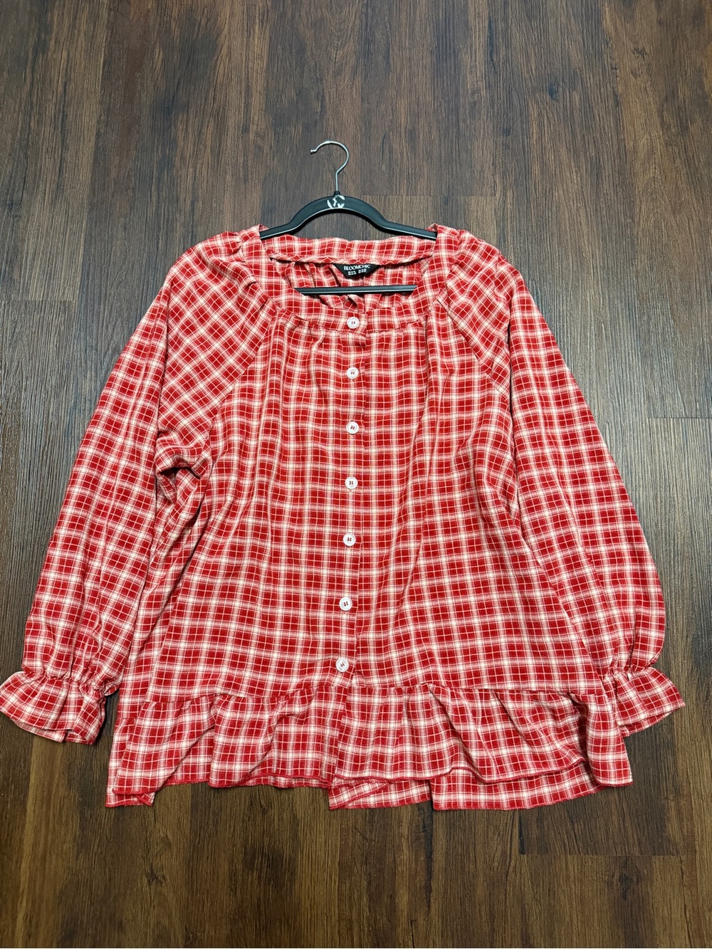Bloomchic Gingham Print Ruffle Hem Co-Ord Pajama Set - Picture 3 of 9